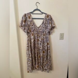 Millibon USA Floral Flutter Sleeve Dress NWT Size L Babydoll Flowy Boho NWT